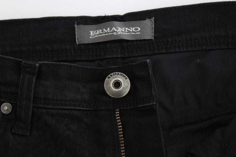 Black Slim Jeans Denim Pants Straight Leg Stretch
