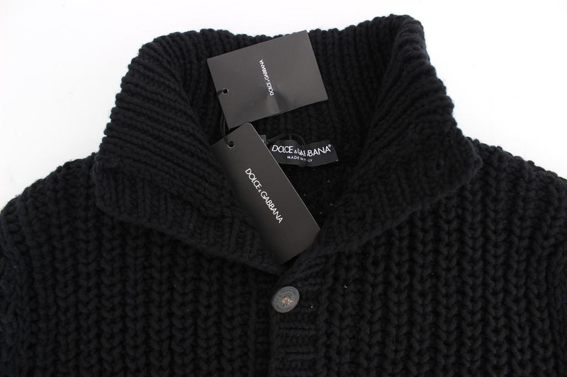 Black Knitted Wool Sweater Pullover Top