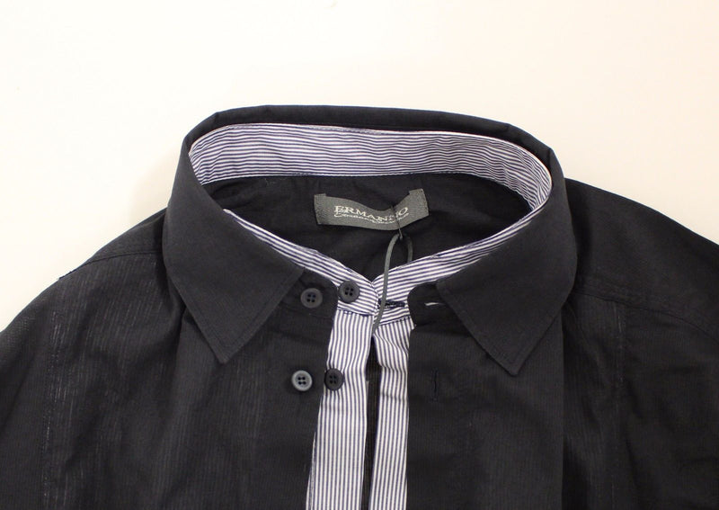 Black Slim Fit Cotton Casual Shirt Top