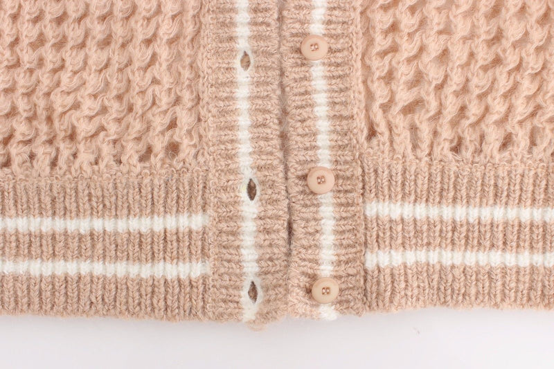 Beige Crochet Cardigan Mohair Sweater Knit