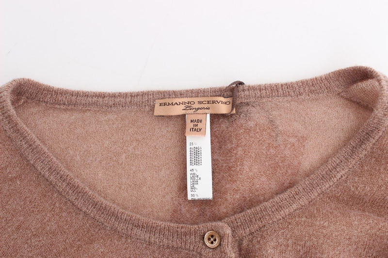 Lingerie Brown Knit Cropped Sweater Cardigan
