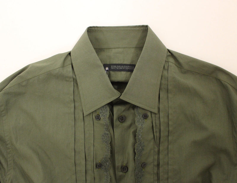 Green Cotton Casual Long Sleeve Shirt Top