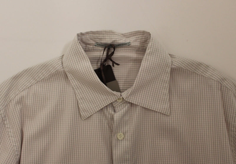 Gray White Checkered Casual Long Sleeve Shirt