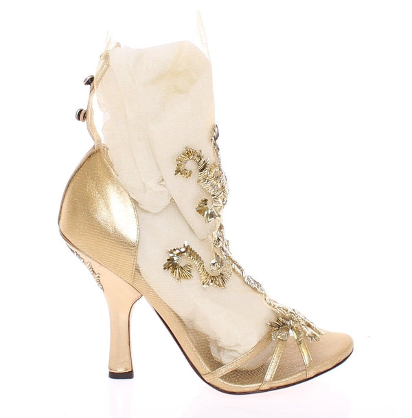 Gold Baroque Leather Pumps Booties Shoes