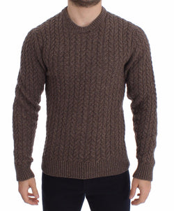 Brown Knitted Wool Crewneck Sweater Pullover