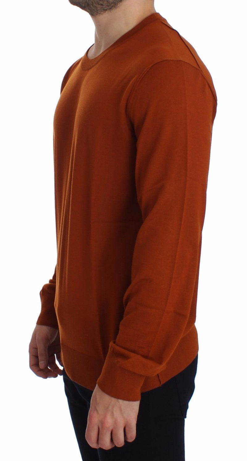 Orange Cashmere Crew-neck Sweater Pullover Top