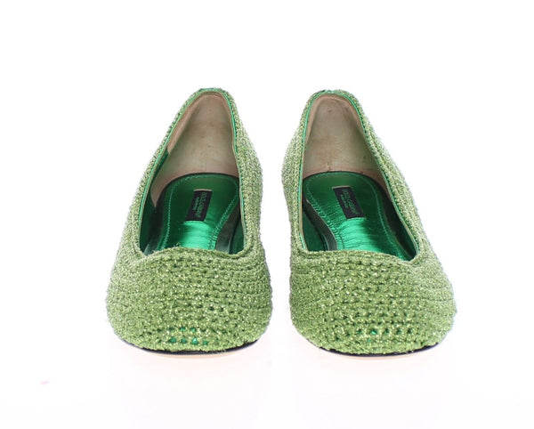 Green Knitted Ballerinas Ballerina Flat Shoes