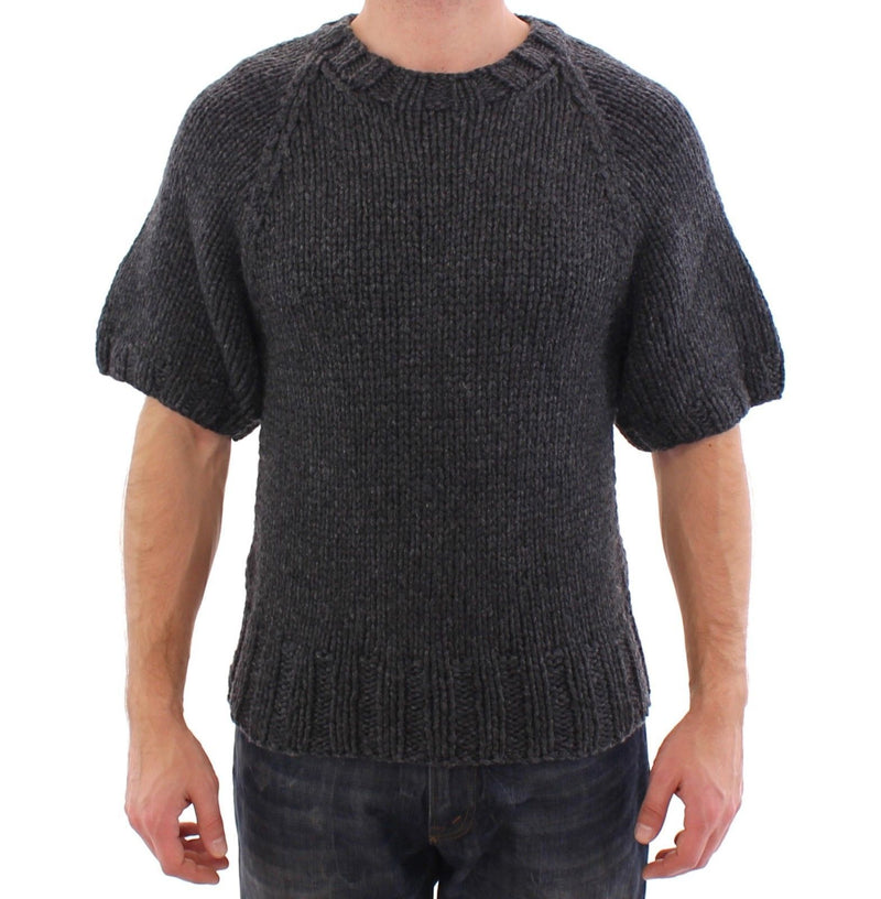 Gray Cashmere Knitted Shortsleeved Sweater