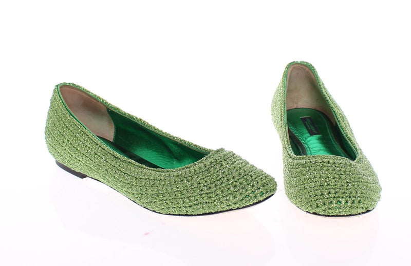 Green Knitted Ballerinas Ballerina Flat Shoes