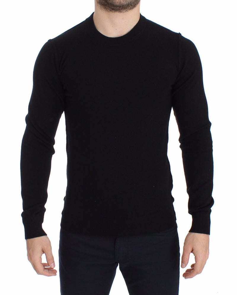Black Cashmere Crew-neck Sweater Pullover Top