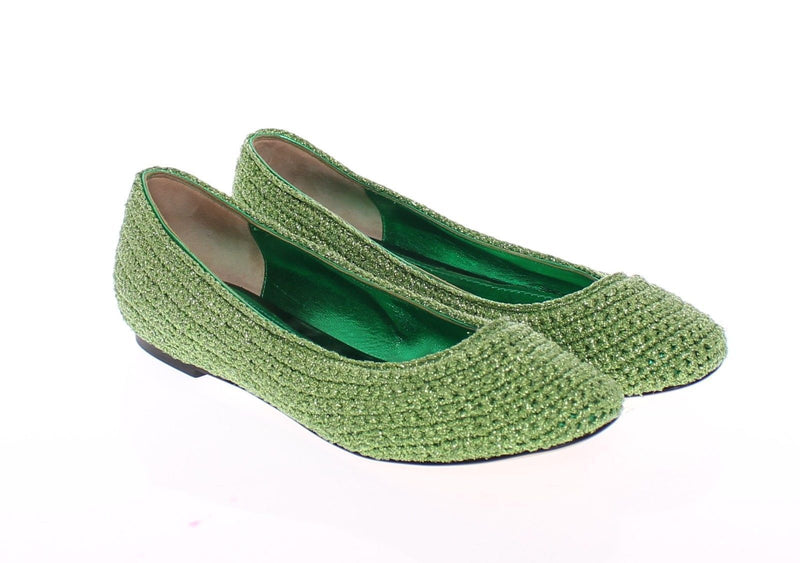 Green Knitted Ballerinas Ballerina Flat Shoes